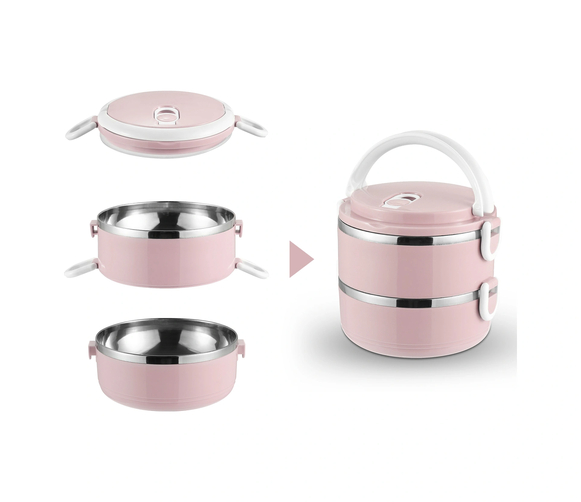 Geeksen Mavi 1.4l İki Katlı Termoslu Yemek Kutusu, Taşınabilir, Gıda Grubu Paslanmaz Çelik İç Kabuklu Mavi