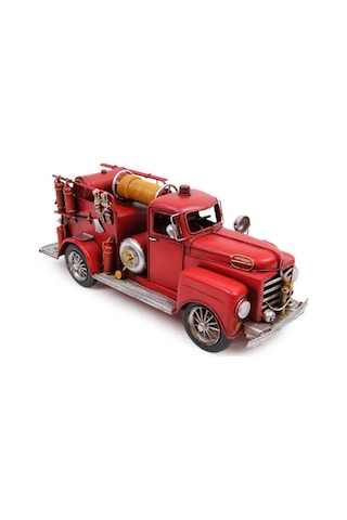 Dekoratif Retro Vintage Metal İtfaiye Arabası 41cm