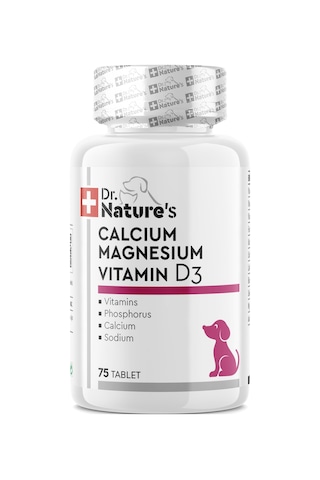 Dr. Nature's Dog Kalsiyum Magnezyum + Vit D3 Köpekler için Besin Takviyesi 75 Tablet