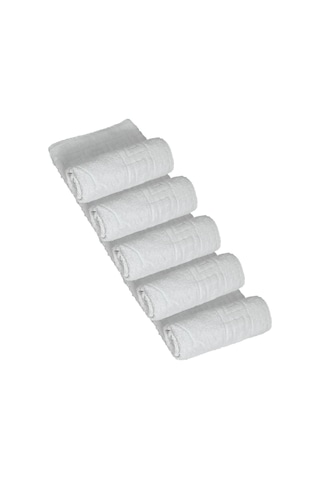 5 Li Otel Ayak Havlusu Bukle Ayak İzli 50x70 Cm Beyaz 12/1 Avs 200 Gr Beyaz