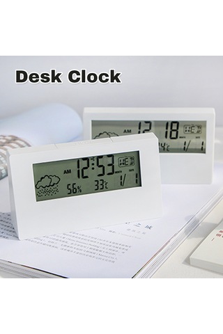 Lemestar Beyaz Şeffaf Lcd Dijital Alarm Saat - Zaman, Tarih, Hafta Günü, Sicaklık Ve Nem Gösterici - Yumuşak Alarm Ve Uyandırma Fonksiyonu