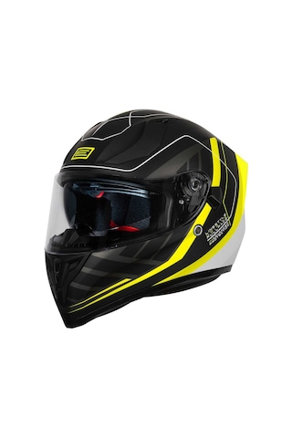 e Strada Linestyle Fluo Kapalı Kask Siyah - Sarı