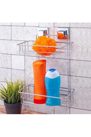 Geseus Yapışkanlı Iki Katlı Krom Banyo Rafı Ef256 Çok Renkli