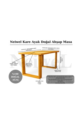 Neiwel Doer Doğal Ahşap Mutfak Ve Yemek Masası-70-120 Açık Ceviz
