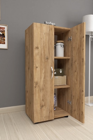 Bofigo 3 Raflı 2 Kapaklı Klasörlük Dolabı Mutfak Dolabı Banyo Dolabı Çok Amaçlı Dolap Fulya Çam
