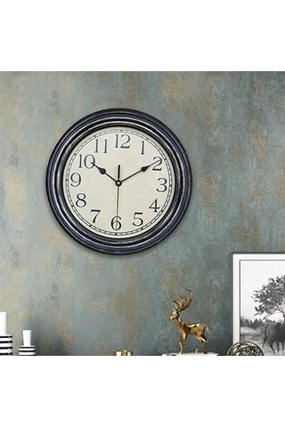 Homyl Antika Tarzı Yuvarlak Duvar Saati Banyo Yurt Dekorları 12 Antika Sarısı