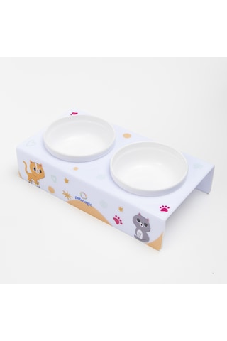 Petmagic Akrilik Pleksi Evcil Hayvan Renkli Seramik Kaseli Kedi Köpek Mama Su Kabı Kedi