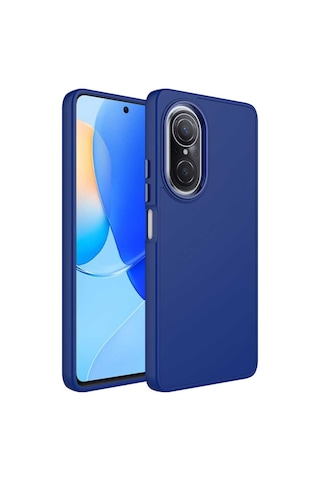 Huawei Nova 9 Se Kılıf Metal Çerçeve Ve Buton Tasarımlı Silikon Luna Kapak - Lacivert Lacivert
