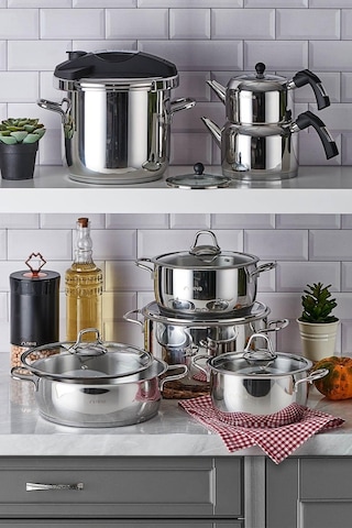 Neva N3237 Ziyafet 14 Parça Çelik Çeyiz Seti Gümüş