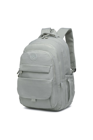 Smart Bags Büyük Boy Laptop Bölmeli Çok Cepli Su Geçirmez Krınkıl Kumaş Lise Okul Çantası Buz Gri
