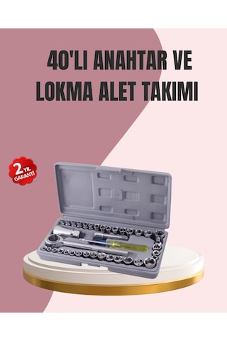 Otomotiv Ve Ev Kullanımı İçin 40 Parça Lokma Anahtar Seti Taşıma Çantalı