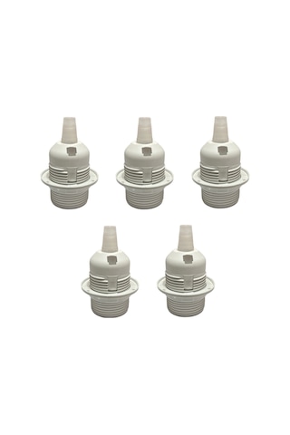 İtalyan Tip E27 Tam Dişli Duy Vidasız Geçmeli Bakalit Beyaz 250v-4a 5 Adet