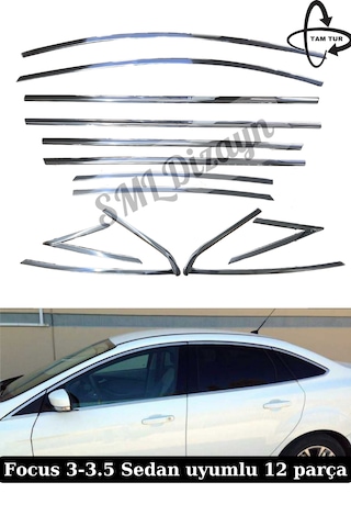 Ford Focus 3-3.5 Krom Cam Çıtası Nikelaj Krom Cam Çıtası