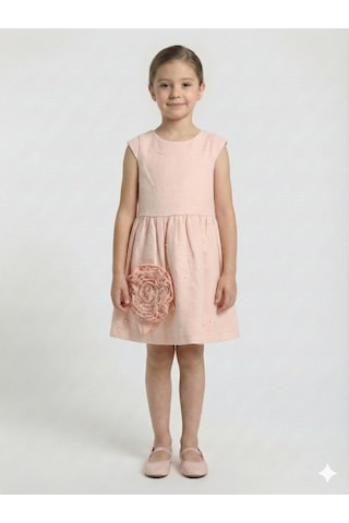 Xo Kids Kız Çocuk Elbise + Bolero 6-9 Yaş 52124 Pudra