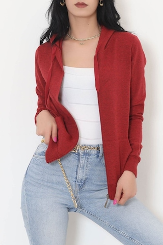 Bensu Store - Kapşonlu Fermuarlı Sweat Bordo - 11866.108. 001