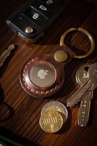 Apple Uyumlu AirTag Deri Koruyucu Kılıf Anahtarlık / Hakiki Deri