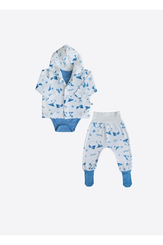 Organik Panda 3'lü Set Mavi Mavi