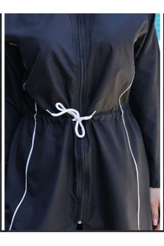 Paraşüt Kumaş Tesettür Mayo Siyah