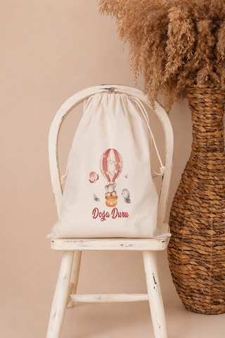 İsme Özel Kız Bebek Çocuk Kıyafet Kesesi 30x40 Cm %100 Pamuk Ham Bez İsim Baskılı Yıkanabilir Kişiye Özel Kese 2062kk Ekru