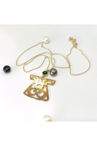 Altın Ürünler Çinte Mani Desenli Kolye 14 Ayar