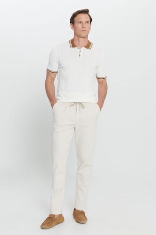 AC&Co / Altınyıldız Classics Erkek Bej Pamuklu Slim Fit Dar Kesim Yan Cepli Normal Bel Esnek Örme Pantolon Bej