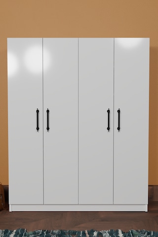 Ae-1054 Arena Beyaz Gardırop 4 Kapaklı 2 Askılıklı, 6 Raflı Do...