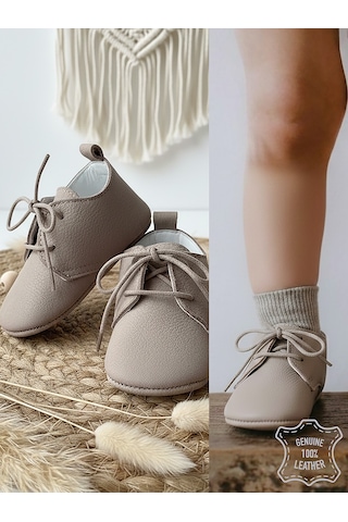 Denokids Erkek Bebek Hakiki Deri Kahverengi Yumuşak Taban Ayakkabı 17-21 Numara Çok Renkli