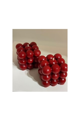 Şeffaf Kutulu İkili Kırmızı Bubble Mum-doğal %100 Soya Wax Dekor Mum Düğün, Nişan,kına Hediyelik Kırmızı