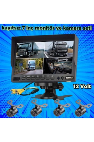Kayıtsız 7 İnç Monitör Ve 4 Adet Kamera Seti 12 Volt