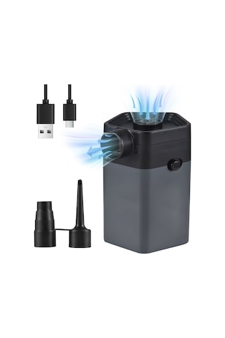 Moveevo Kabellos Şarj Edilebilir Mini Akülü Hava Pompa 6000pa 120l/dak 2 Ağızlı Havalandırma-deflasyon Yatağı Havlu Yüzme Çemberi İçin Siyah