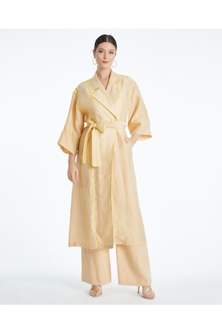 Kadın Biyeli Kap - Bağlama Kemer Detaylı - Modern Ve Şık - Günlük Ve Özel Günlerde Kullanım İçin Kap Bej