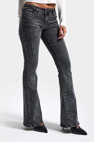 it's basic Kadın Antrasit 4s6-14 Swl Mid Rise Flare Fit Kemer Detaylı Esnek Kumaş Denim Jean