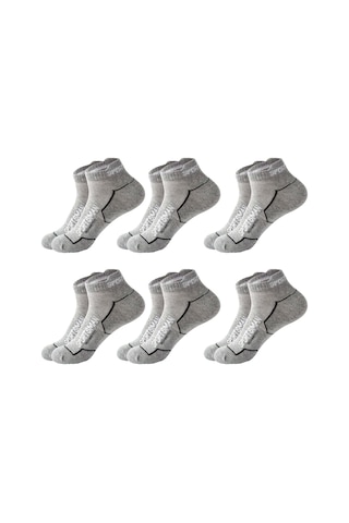 6 Çift Nefes Alabilen Ter Emici Koşu Futbol Fitness Antrenman İçin Erkek Kısa Spor Çorap Gri Melanj
