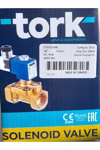 Sms Tork Selenoid Vana 1/2" Normalde Kapalı 230 Vac