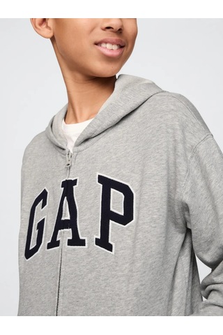 Gap Gri Erkek Çocuk Logo Relaxed Fermuarlı Sweatshirt