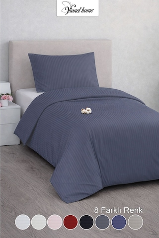 Tek Kişilik %100 Pamuk Saten Nevresim Seti Premium Seri 8 Renk Seçeneği 160x220 Gece Mavisi