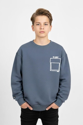 Baskı Detaylı Bisiklet Yaka Erkek Çocuk Sweatshirt-90911 İndigo