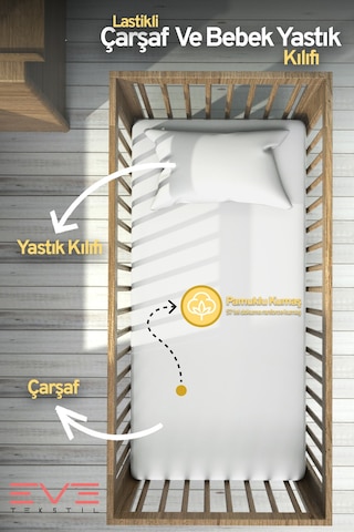 Bebek & Çocuk Pamuklu Ranforce Lastikli Çarşaf Ve Yastık Kılıfı Takımı