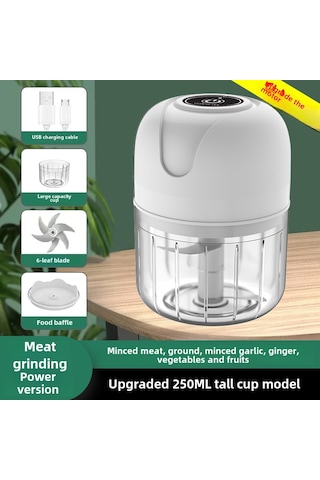 Teltree Mini Elektrikli Sarımsak Dilimleyici - Kablosuz 250ml 6 Bıçaklı Ev & Restoran Mutfak Aleti Beyaz Diğer