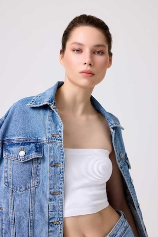 Cottonhill Premium - Kadın Beyaz Seamless Straplez Crop Top Büstiyer Beyaz