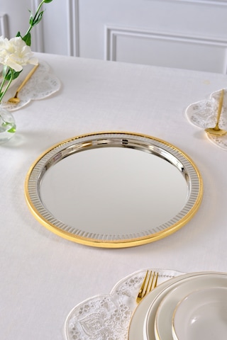 Karaca Ring Dekoratif Tepsi Supla Gold 33 Cm Altın