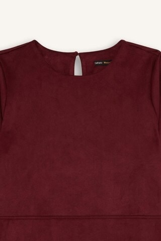 Defacto Yuvarlak Yaka Skuba Dalgıç Kumaş Kısa Kollu Mini Elbise D8644ax24aubr438 Bordo