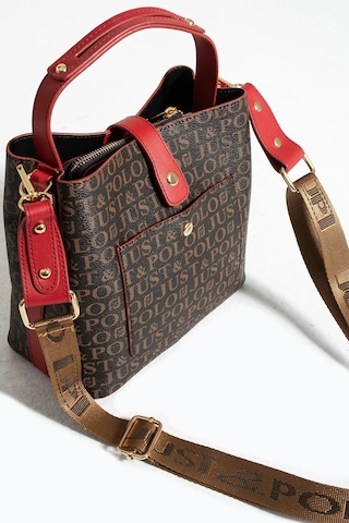 Just Polo Kadın Ters Kilit Çıtçıt Kapama Arkası Cepli El Çantası 21x23cm Kahve Kırmızı