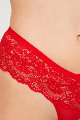 Cottonhill Dantelli Transparan Kadın Brezilya Külot-6076-kırmızı Kırmızı