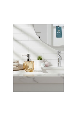 Chacha Home Luxury Glamour Shadow Geometrik Kristal Tasarım Akrilik Sıvı El Sabunu Şişesi, Banyo Aksesuarı Bal