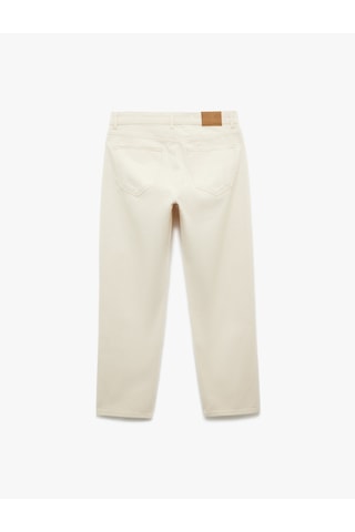 Koton Pamuklu Normal Bel Cep Detaylı Vintage Straight Jean Pantolon Ekru 6wam40045nd Ekru