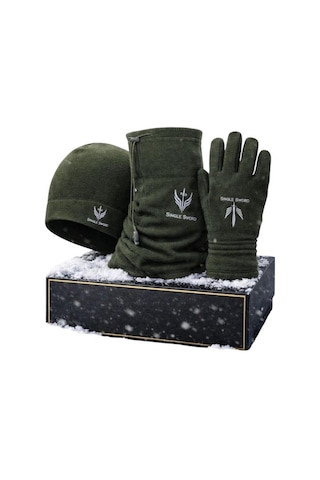 Single Sword Polar Bere Eldiven Boyunluk Seti Unisex Haki Çok Renkli