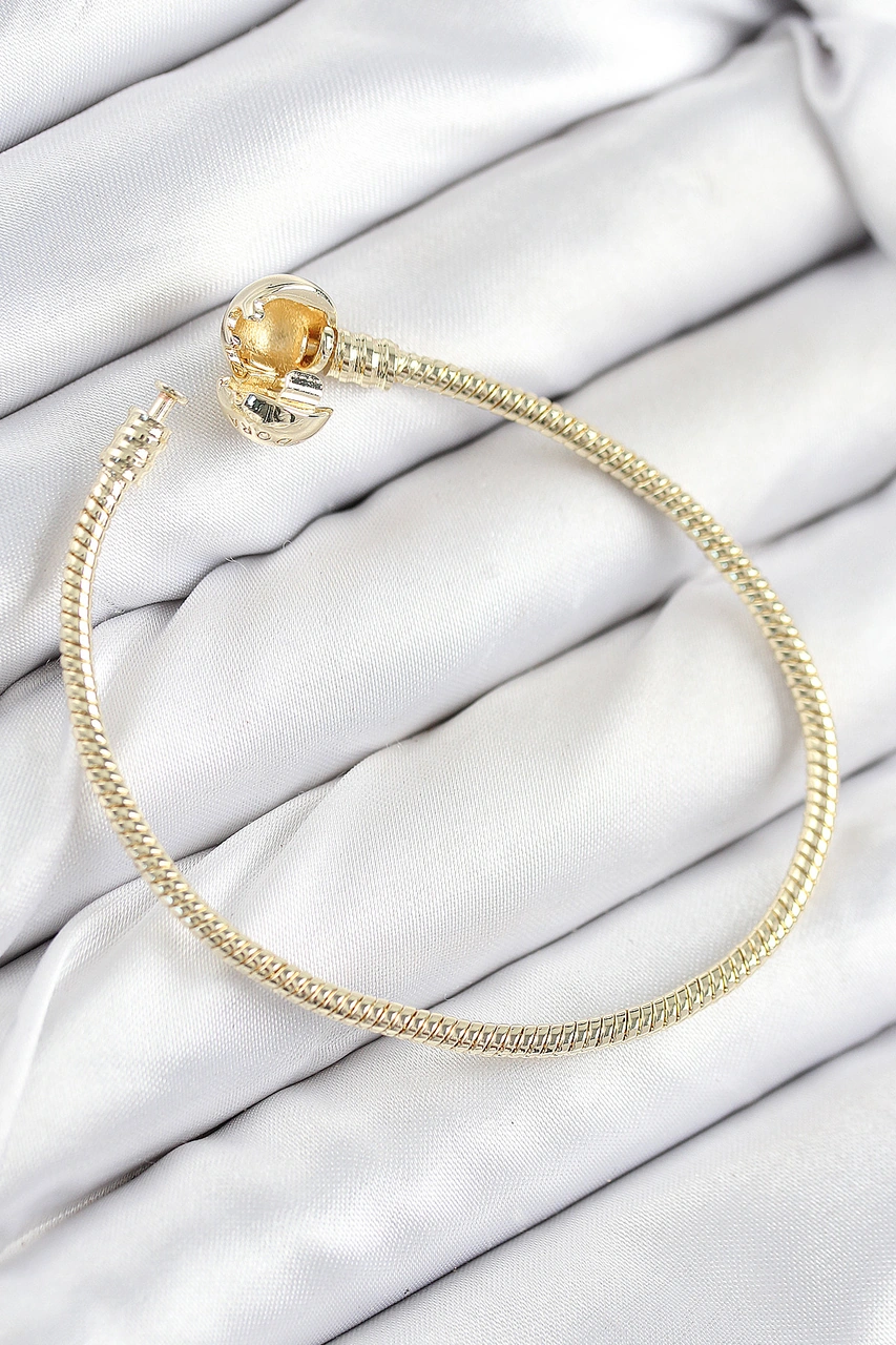 Nova Bazaar Pirinç Charm Topcuk Model Gold Renk Kadın Bileklik Altın