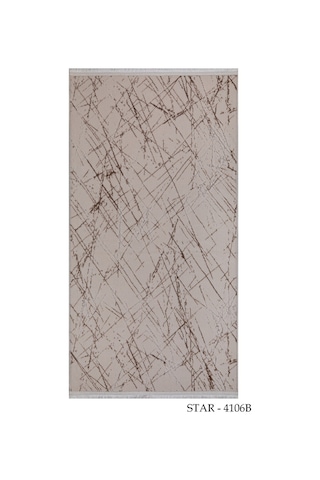My Evillamodern Dekoratif Star Seri Krem Kahverengi Dokuma Halı