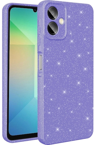 Samsung Uyumlu Galaxy A07 Kılıf Kamera Korumalı Simli Lüks Zore Koton Kapak Mor
